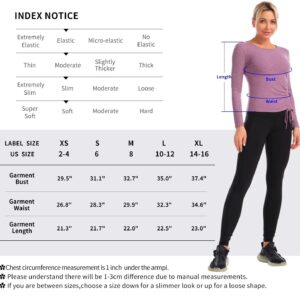 Workout Tops for Women Long Sleeve Fitted Ruched Drawstring(Mauve Heather,S)