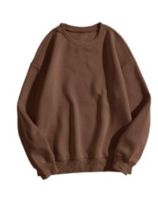 verdusa women's oversized crew neck long sleeve drop shoulder pullover sweatshirt top coffee l