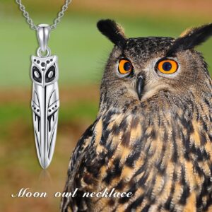 ONEFINITY Owl Necklace Sterling Silver Owl Pendant Oxidized Vintage Viking Owl Wiccan Jewelry Gift for Women