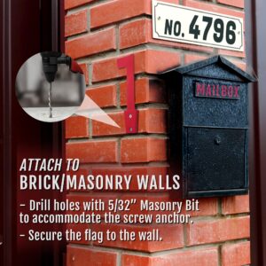 Anley Universal Outgoing Mailbox Flag for Brick, Wood, Metal & Stucco - Rust Resistant Plastic Alert Postal Carrier Raised Signal Flags Replacement Kit - Mounting Fasteners Included (Red, Flag Only)