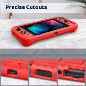 Fintie Kids Case Compatible with Nintendo Switch w/2 Game Card Slots - [Ultralight] [Shockproof] Protective Cover with Ergonomic Grip, Kids Friendly Grip Case for Switch Console (Red)