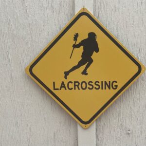 Lacrossing 12" x 12" Tin Road Sign Lacrosse Player Sport Home Gym Garage Dorm Decor