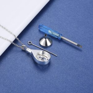 Teardrop Urn Necklace for Ashes - 925 Sterling Silver Blue Cremation Pendant Memorial Keepake Funeral Necklace Jewelry Gifts for Women Wife Mother (White)