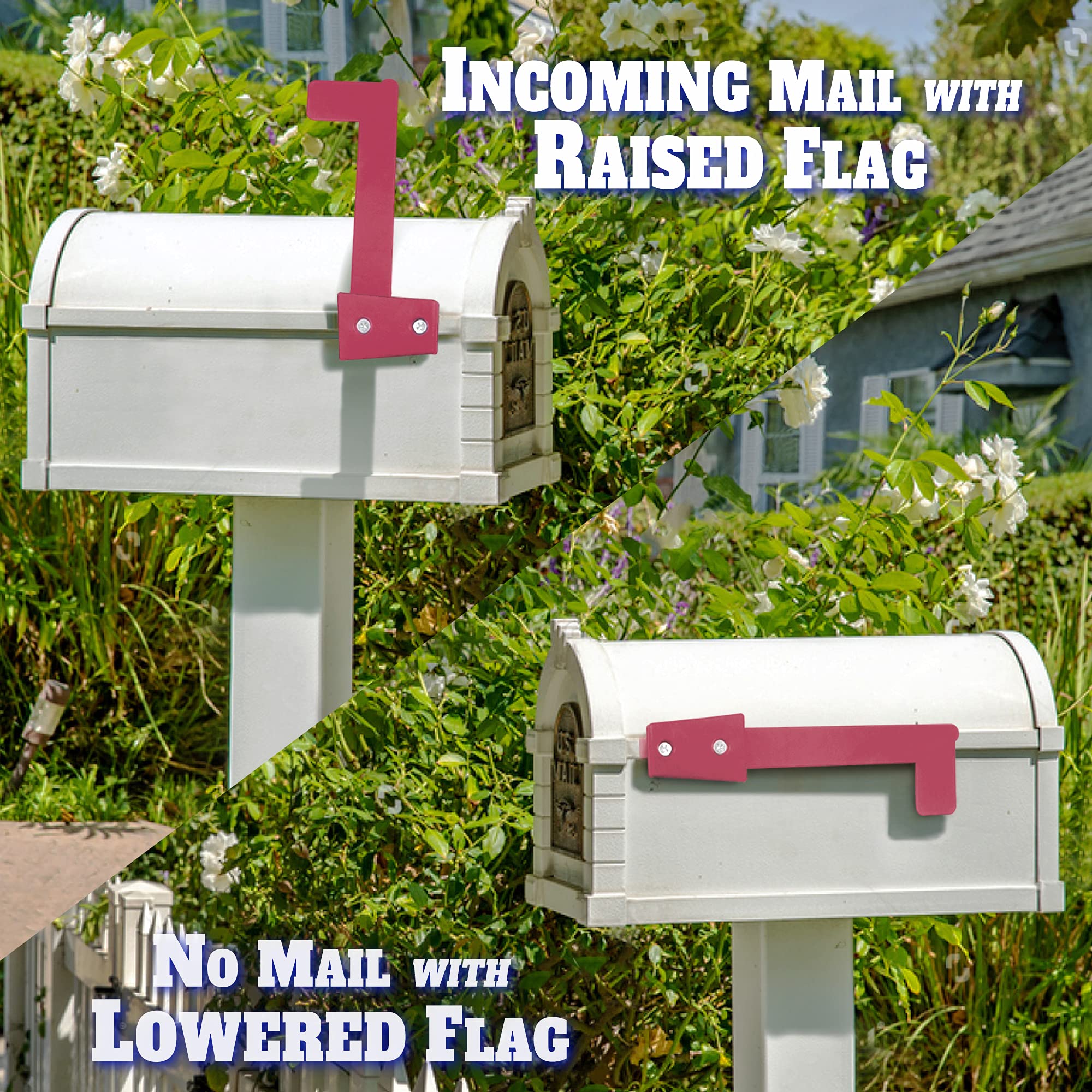 Anley Universal Outgoing Mailbox Flag for Brick, Wood, Metal & Stucco - Rust Resistant Plastic Alert Postal Carrier Raised Signal Flags Replacement Kit - Mounting Fasteners Included (Red, Flag Only)