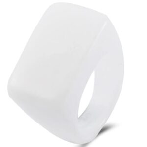 simulated jade acrylic resin signet style wedding statement cocktail party holiday ring (white, 8)