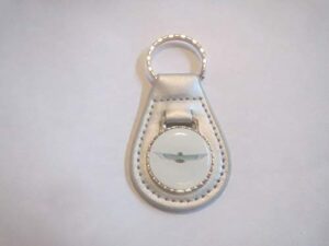 1950's thunderbird logo leather keychain - silver