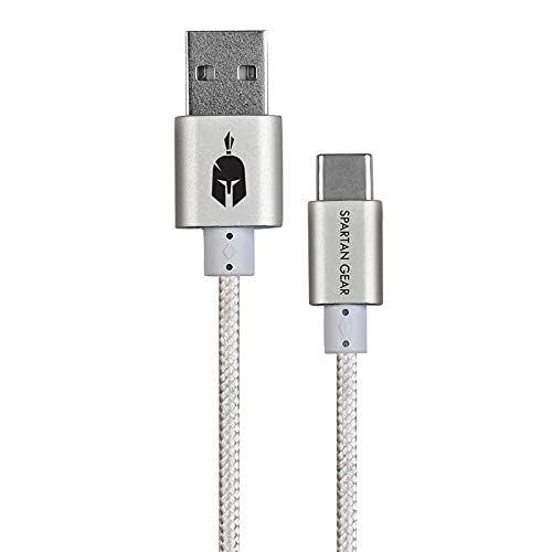 Spartan Gear - Double Sided USB Cable (Type C) (Length: 2m - Compatible With PlayStation 5Xbox Series X/Stabletmobile) (Colour: White) [