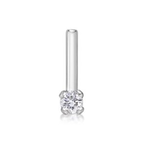 Lavari Jewelers 0.025 Carat Genuine Diamond L-Shape Nose Ring for Women in 14k White Gold 22 Gauge