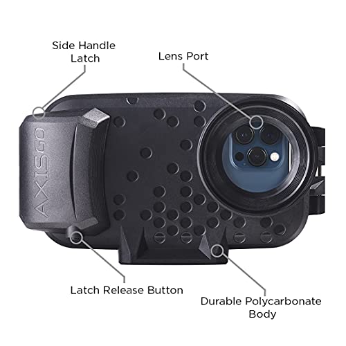 AquaTech AxisGO iPhone 12 Waterproof Phone Housing for Underwater Action Photography Snorkeling Surfing Travel Case - Deep Black