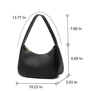 CYHTWSDJ Shoulder Bags for Women, Cute Hobo Tote Handbag Mini Clutch Purse with Zipper Closure (Black)