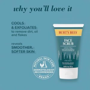 Burt’s Bees Cooling Face Scrub with Aloe & Hemp, For Men, 4 Ounces