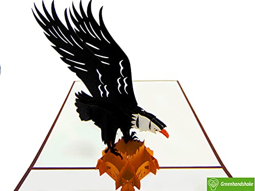 American Eagle, 3D Popup greeting card for birthday, valentine's day, mother's day, anniversary, thank you, get well, 6" x 6"