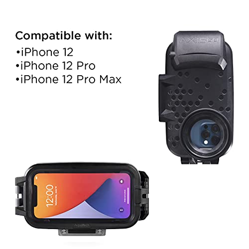 AquaTech AxisGO iPhone 12 Waterproof Phone Housing for Underwater Action Photography Snorkeling Surfing Travel Case - Deep Black