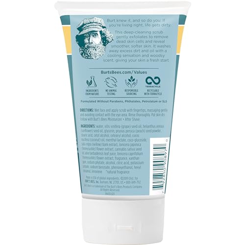 Burt’s Bees Cooling Face Scrub with Aloe & Hemp, For Men, 4 Ounces