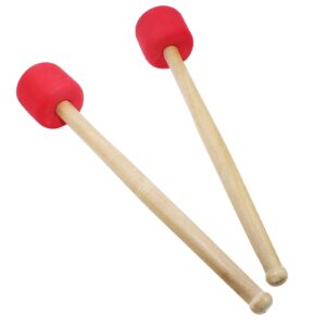 Murtenze 2Pack 12.8" Bass Drum Mallet Drum Stick, Wool Felt Head Mallets Percussion Instrument Band Accessory (Red)