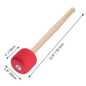 Murtenze 2Pack 12.8" Bass Drum Mallet Drum Stick, Wool Felt Head Mallets Percussion Instrument Band Accessory (Red)