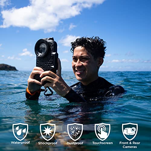 AquaTech AxisGO iPhone 12 Waterproof Phone Housing for Underwater Action Photography Snorkeling Surfing Travel Case - Deep Black