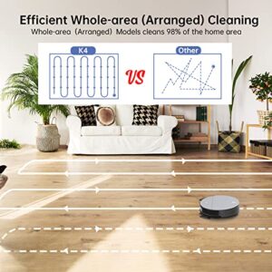 OKP K4 Robot Vacuum Cleaner, Super-Thin, 3600Pa Suction, 150Mins Runtime, Self-Charging Robotic Vacuum Cleaner, Work with Voice Controlled for Pet Hair, Carpets