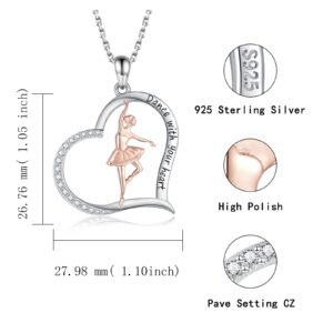 925 Sterling Silver Ballerina Necklace for Dancer Women Ballet Dance Pendant Dancing Jewelry Gifts