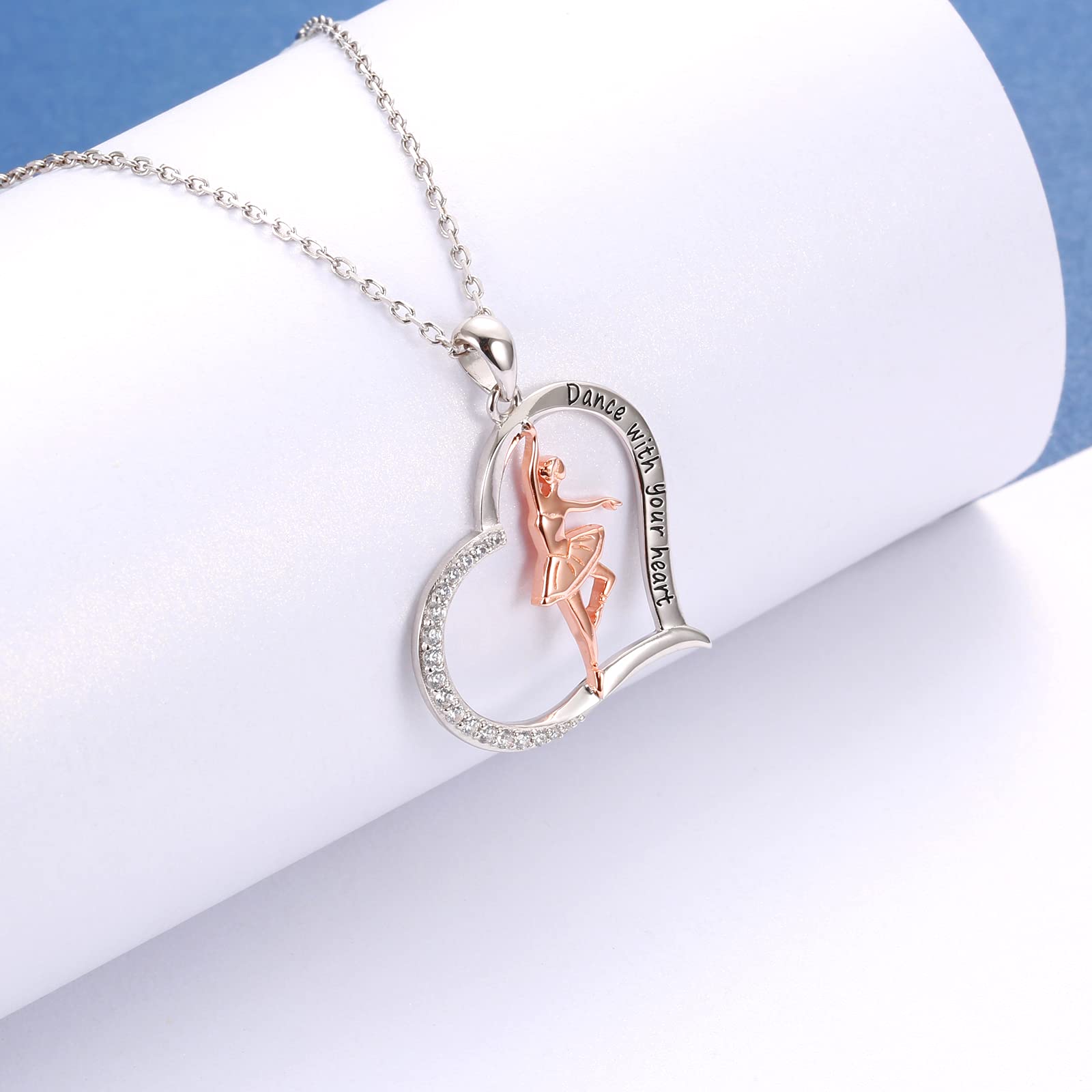 925 Sterling Silver Ballerina Necklace for Dancer Women Ballet Dance Pendant Dancing Jewelry Gifts