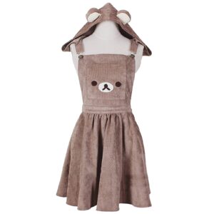 mfacl cute lolita dress skirt summer dresses japanese kawaii lolita overall dress cute bear embroidery hat ball gown harajuku lolita dress harajuku cute warm dress (color : brown, size : medium)