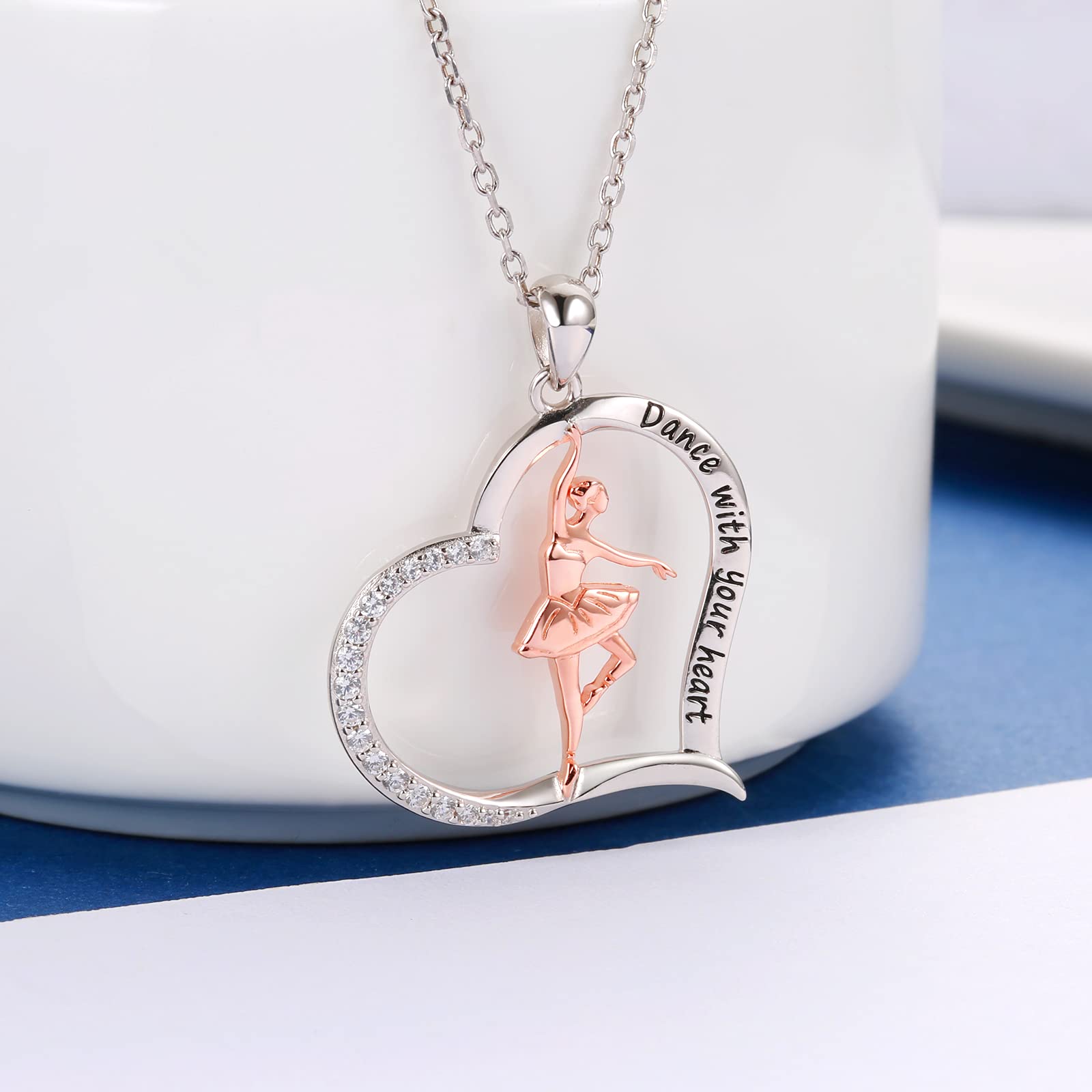 925 Sterling Silver Ballerina Necklace for Dancer Women Ballet Dance Pendant Dancing Jewelry Gifts