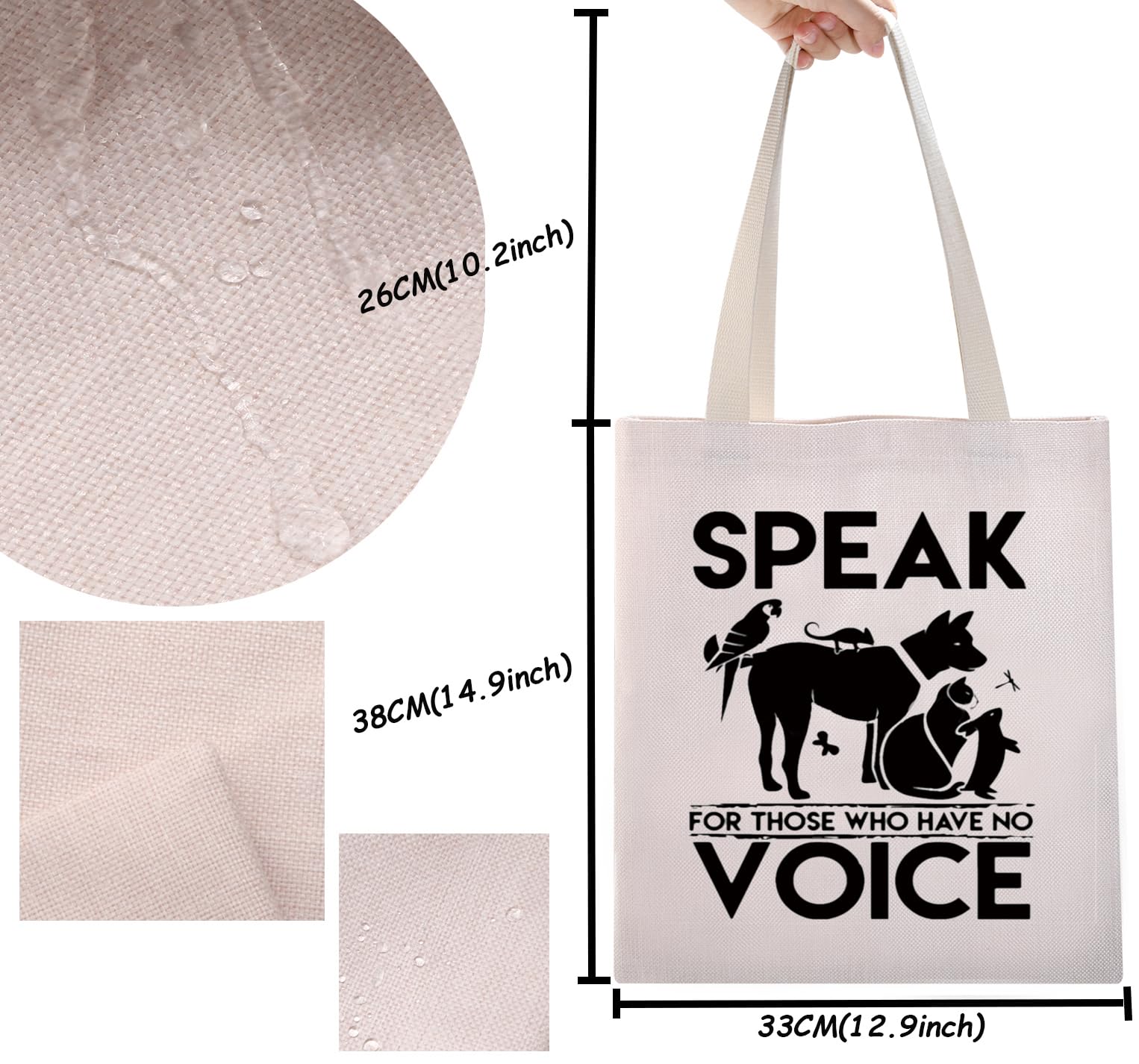 TSOTMO Vet Tech Gift I Speak for Those Who Have No Voice Gift Animal Rescue Gift Veterinarian canvas tote bags Gifts Veterinary Medicine Graduation Gift (No Voice canvas)