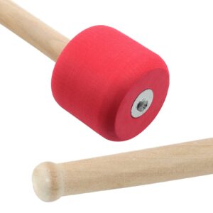 Murtenze 2Pack 12.8" Bass Drum Mallet Drum Stick, Wool Felt Head Mallets Percussion Instrument Band Accessory (Red)