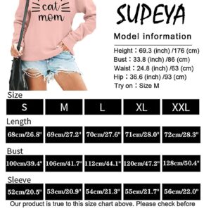 Cat Mom Sweatshirt Women Cat Mama Shirt Cute Cat Long Sleeve Letter Print Tshirt Tops Pink