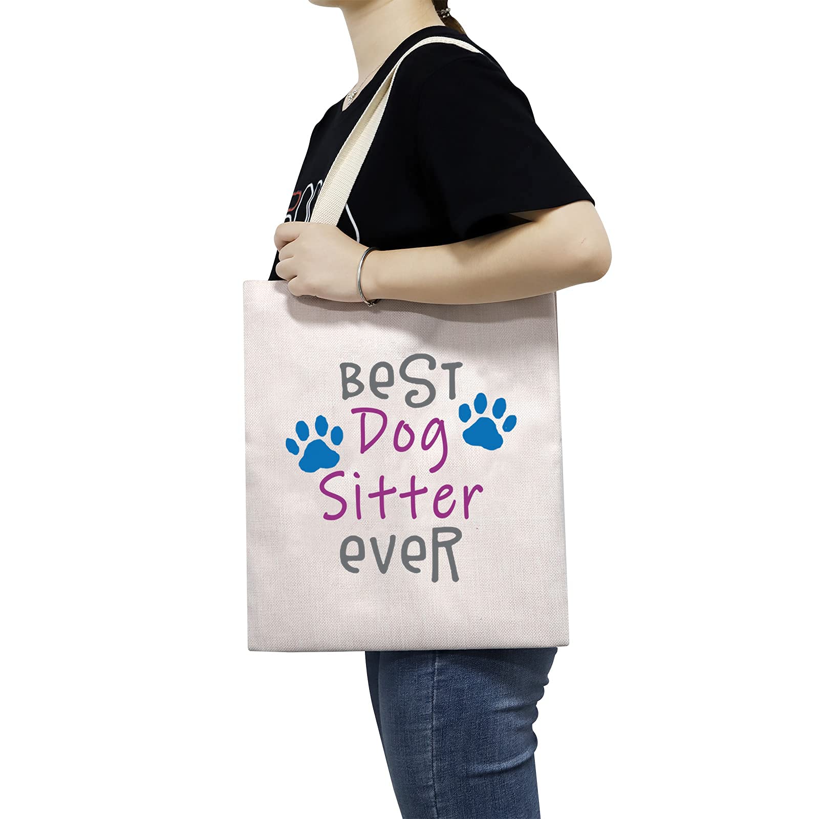 TSOTMO Dog Sitter Gift Dog Walker canvas tote bags Gift Best Dog Walker Ever canvas tote bags Gift Dog Lover Gift Pet Owners Gift (DogSitter canvas)