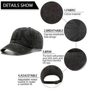 Ultrafun 6 Pack Unisex Vintage Baseball Cap Washed Distressed Plain Blank Baseball Hat Adjustable Dad Hat for Outdoor Sports (6Pack-Black)