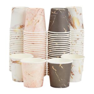 Sparkle and Bash 100 Pack Disposable 4 oz Paper Cups for Coffee, Espresso, Mouthwash, 4 Marble Designs