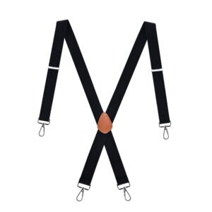 yesbeeno Suspenders for Men Heavy Duty X-Black,Suspenders Wide Adjustable,Men's Suspenders Black with 4 Snap Hooks,hook suspenders for men