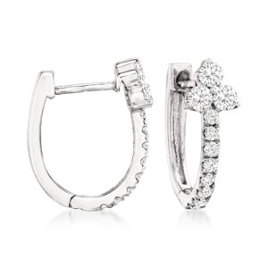 ross-simons 0.50 ct. t.w. diamond trio huggie hoop earrings in 14kt white gold