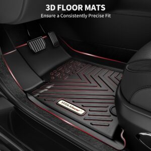 YITAMOTOR Floor Mats Fit for 2019-2023 Ford Ranger Supercrew Cab, Custom Fit Black TPE Floor Liners 1st & 2nd Row All-Weather Protection