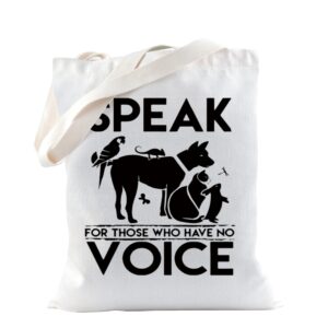 tsotmo vet tech gift i speak for those who have no voice gift animal rescue gift veterinarian canvas tote bags gifts veterinary medicine graduation gift (no voice canvas)