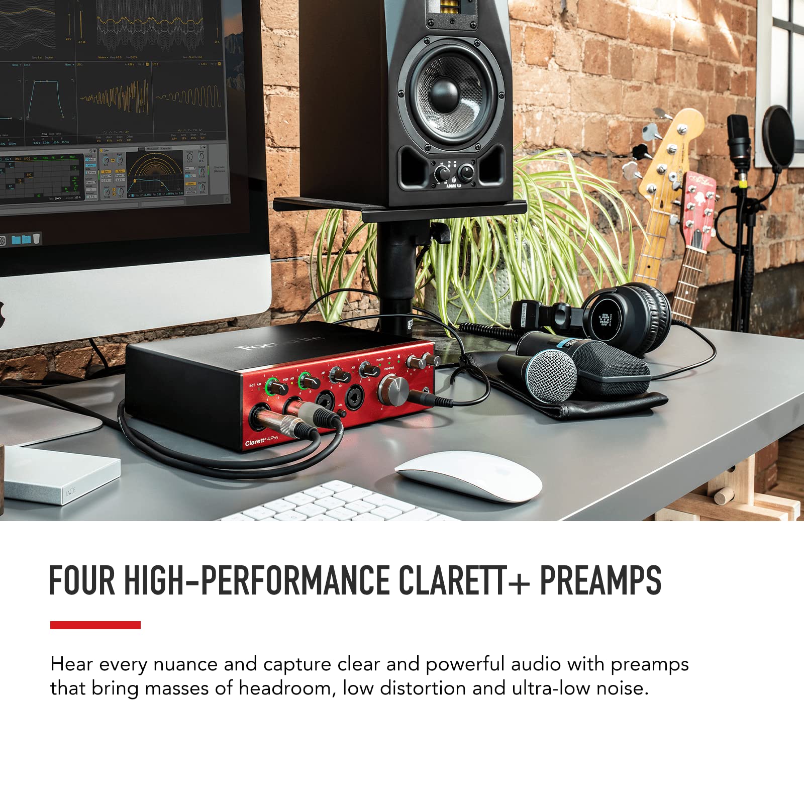 Focusrite Clarett+ 4Pre USB Studio-Grade Audio Interface for Music Makers — Four Low-Noise, Low-Distortion Mic Preamps providing True-To-Life Sound