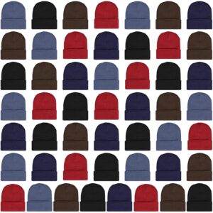 satinior 50 pieces bulk beanies winter hats unisex beanie hats knit hats knit skull caps cold weather stocking caps for women men