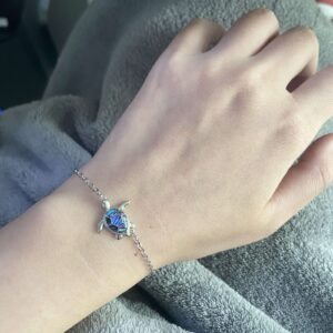 PRAYMOS Sea Turtle Bracelet for Women 925 Sterling Silver Bracelets Abalone Shell Animal Bracelet Turtle Jewelry Gift for Best Friends …