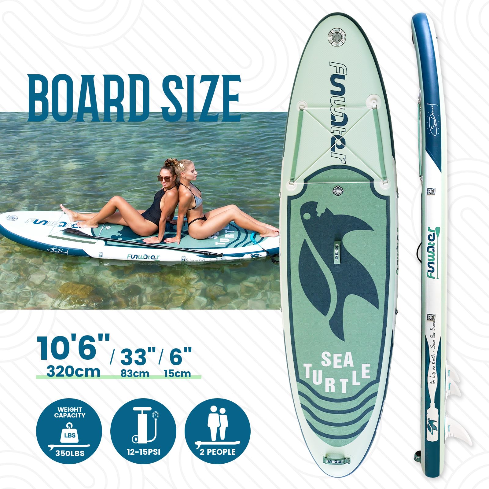 FunWater Inflatable Stand Up Paddle Board Ultra-Light Inflatable SUP Board Paddle Blow up Paddle Boards for Adults with SUP Advanced Accessories, Double-Ended Paddle, Seat, Pump, Backpack, Leash