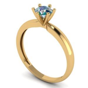 Clara Pucci 0.50 ct Round Cut Solitaire Stunning Blue Moissanite Bridal Designer Anniversary Engagement Ring in 14k yellow Gold SZ 11