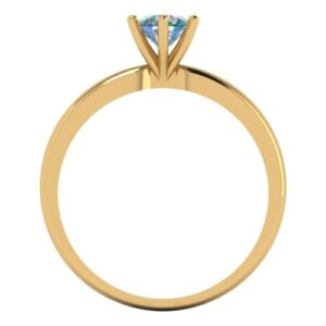 Clara Pucci 0.50 ct Round Cut Solitaire Stunning Blue Moissanite Bridal Designer Anniversary Engagement Ring in 14k yellow Gold SZ 11