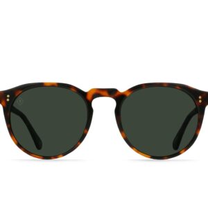 RAEN Ð Remmy Ð Unisex Retro Round Sunglasses UV Protection - Huru / Green Polarized Lens (Size 49 MM)