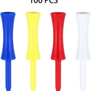 Zivisk Golf Tees Plastic 100 Count 2-3/4 inch Tall Step Down Tees Golf - Mixed Color