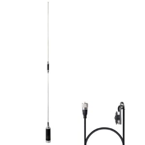 UAYESOK Dual Band NMO Antenna SDN5B 37.5inch, 100W Wide Band Mobile Antenna VHF/UHF Loading Coil Stainless Steel Whip W/TCJ-N2 NMO Trunk Lip Mount