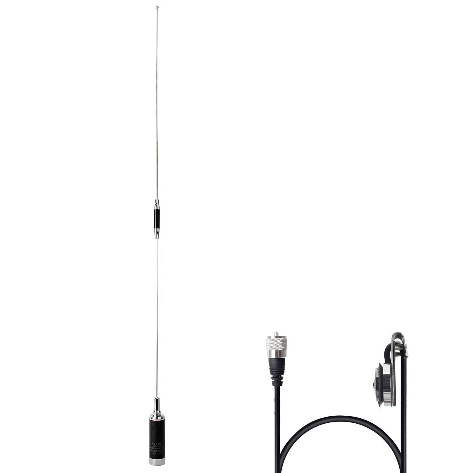 UAYESOK Dual Band NMO Antenna SDN5B 37.5inch, 100W Wide Band Mobile Antenna VHF/UHF Loading Coil Stainless Steel Whip W/TCJ-N2 NMO Trunk Lip Mount