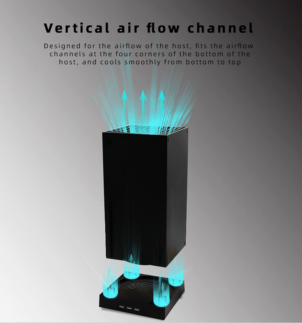 Raryars Cooling Fan for Xbox Series X with 3 USB Port Xbox Series X External Cooler Turbo Temperature Control Fan Console Standing Mount Cooling System