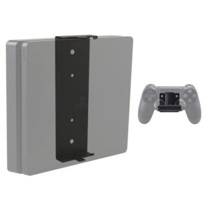 hideit mounts 4s pro bundle, wall mounts for ps4 slim and controller, steel wall mounts for playstation 4 slim and one rubber dipped controller mount