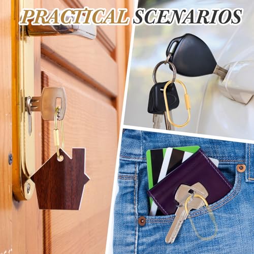 WILLBOND Brass Key Ring Gold Screw Lock Clip Key Ring Chain Durable Simple Brass Keychain Holder (Big)