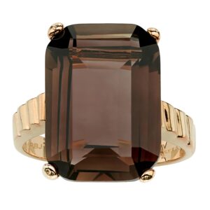 palmbeach yellow gold-plated emerald cut genuine smoky quartz ring sizes 5-10 size 7